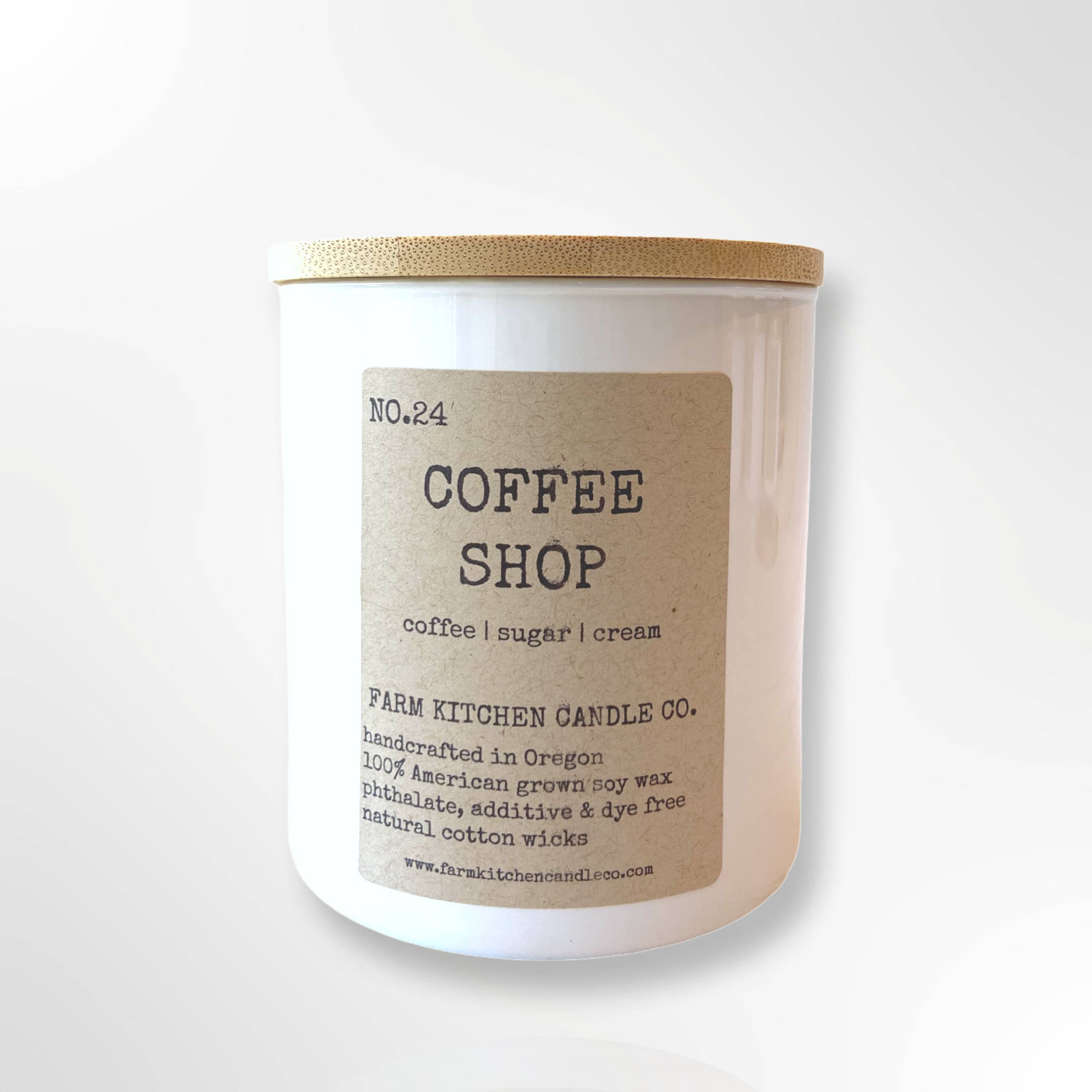 Farm Kitchen Candle Co. - Wholesale Jar/Filled Candle - Coffee Shop Soy Candle | White Jar | 8 oz.