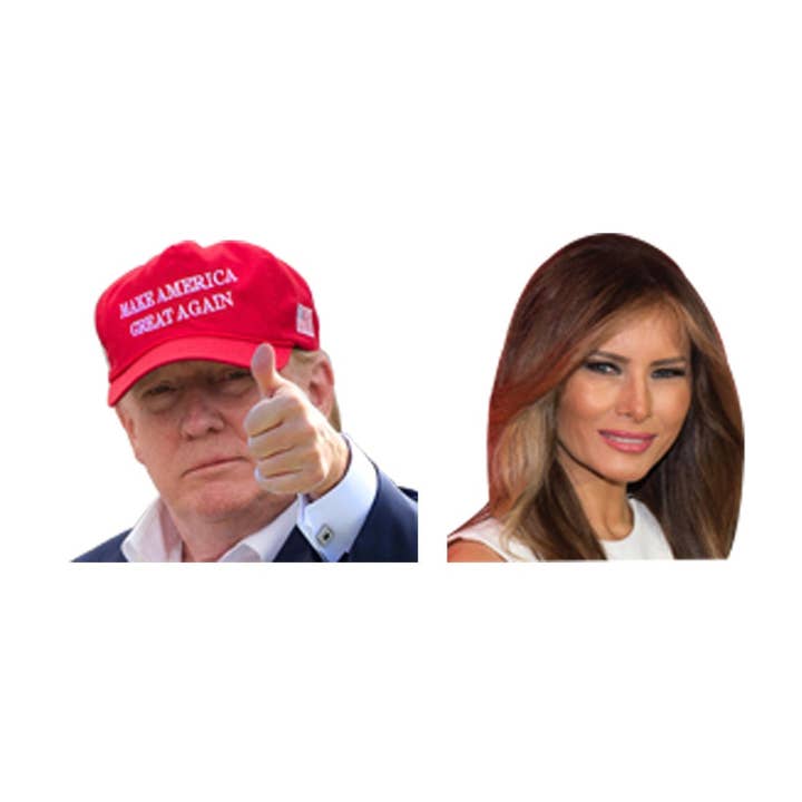 TRUMPREDHAT&MELANIA 2 PACK CAR DECAL for wholesale by AAHS Enterprises