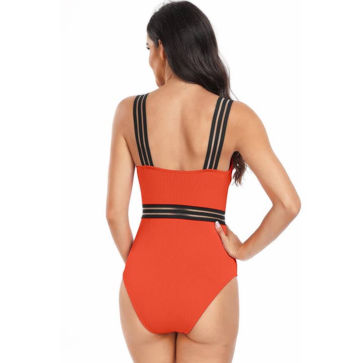 Supreme Fashion – Großhandel Badeanzug – Damen – Ärmellose Badeanzüge aus festem Strick mit Spitzenbesatz7