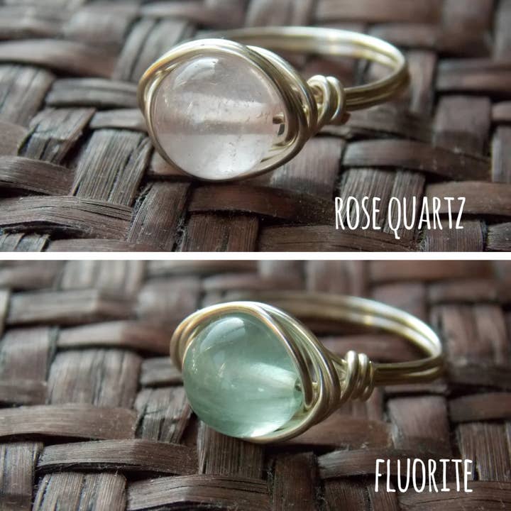 Gratefully Dreaming - Wholesale Single Stone/Solitaire Ring - Silver Plated Wire Wrapped Gemstone Rings4