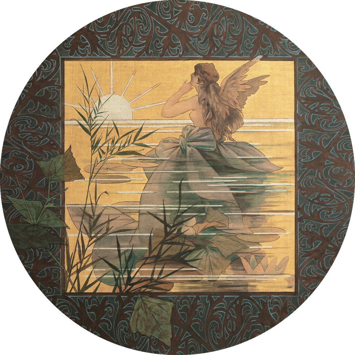 Coolors by Web Com S.a.s. – Individuais por atacado – Placemat - Redondo Cortiça Arte Noveau Design 39 cm11