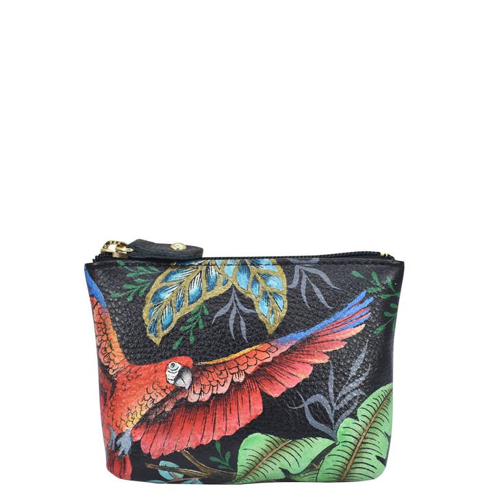 Hand-Painted Leather Coin Pouch - 1031 for wholesale by Anuschka | Vanya Lara (USA)