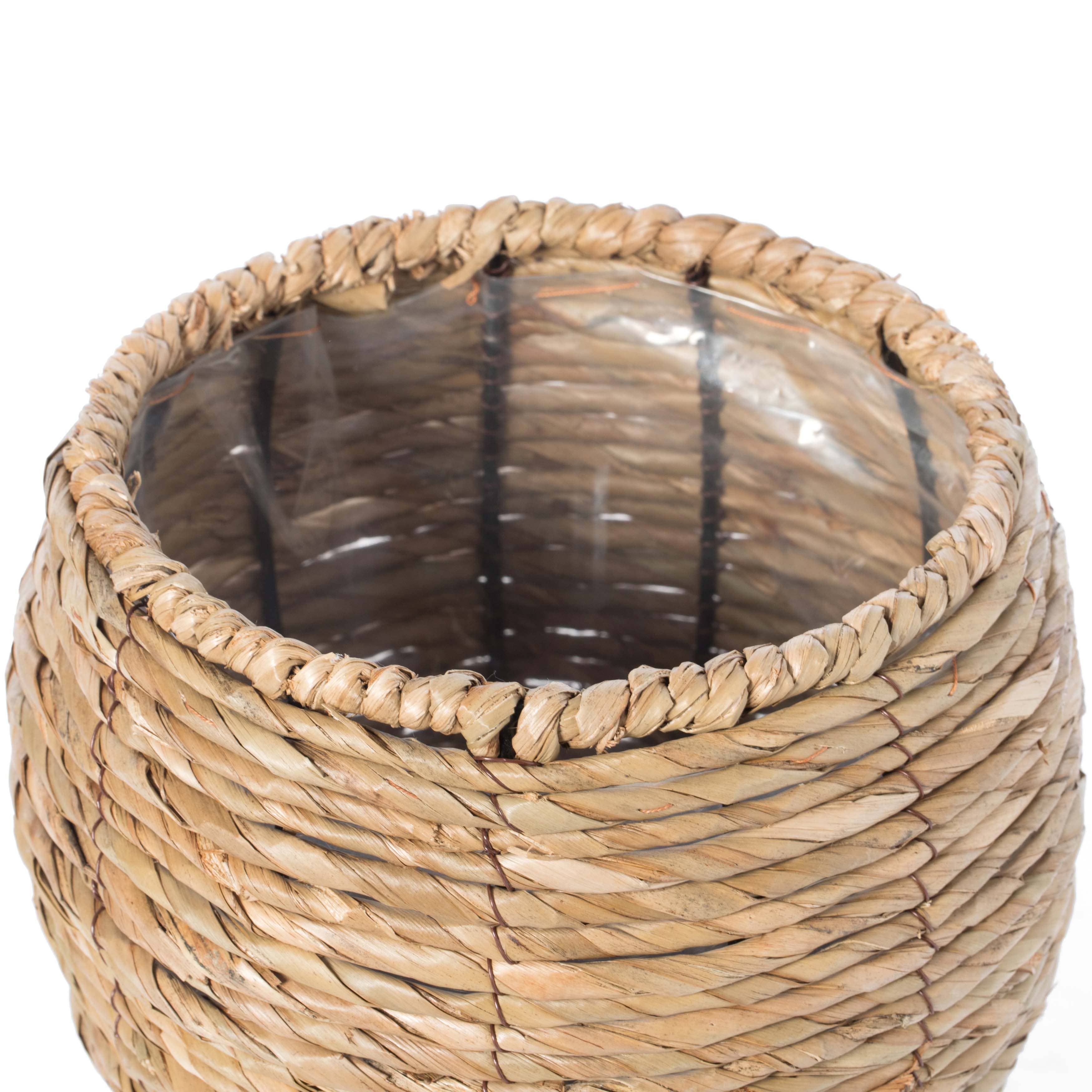 Quickway Imports - Wholesale Plant Pot - Woven Round Flower Pot Planter Basket with Plastic Lining15