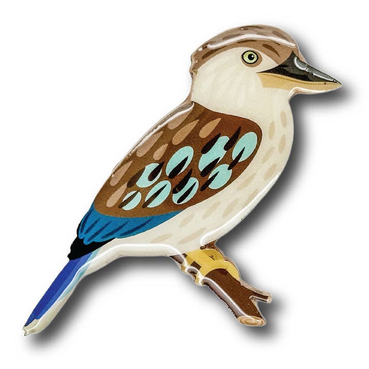 Blue-winged Kookaburra Brooch for wholesale by Selatan