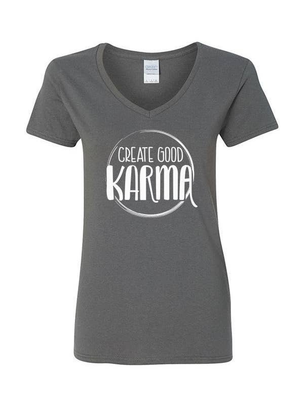 Soulful Wear - Wholesale Screen Printed T-Shirt - Women's - Create Good Karma (V-Neck)3