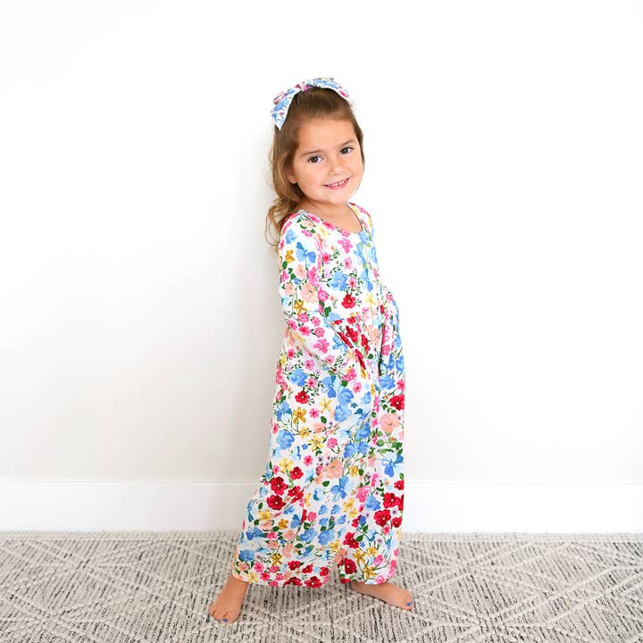 Gigi and Max - Wholesale Jumpsuit - Baby - Kaylee WIDE LEG ROMPER Bamboo Floral Kids Clothing Outfit6