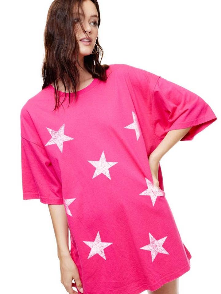 Multi Stars Graphic Oversized Top for wholesale by Foryeri