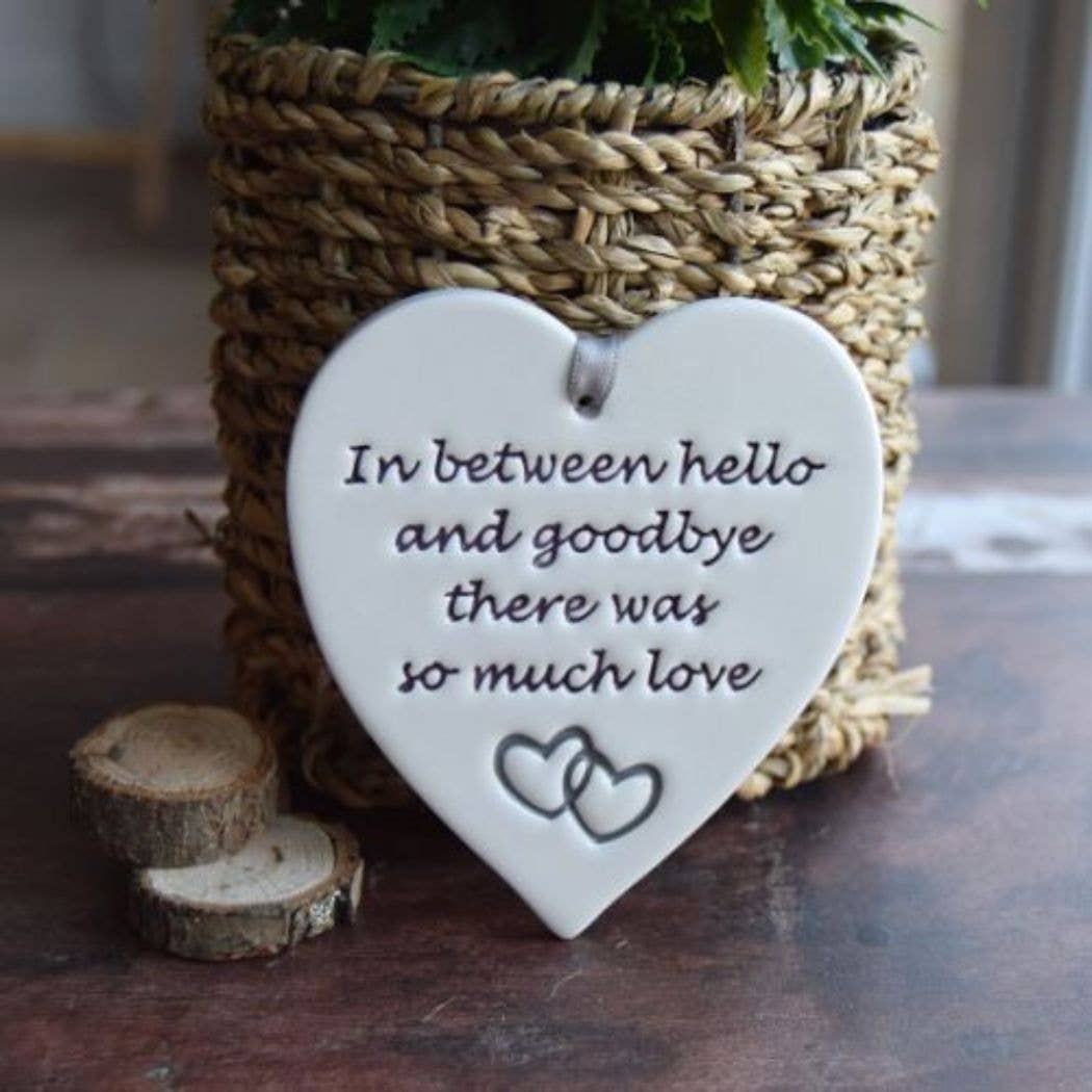 Broadlands Pottery - Wholesale Keepsake Coin/Token - Memorial -In between hello & goodbye -Handmade ceramic heart1