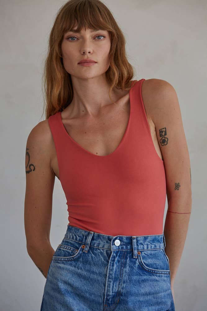 By Together - Vendita all'ingrosso Body - Donna - S1088 | Body senza maniche con scollo a V senza cuciture a doppio strato16