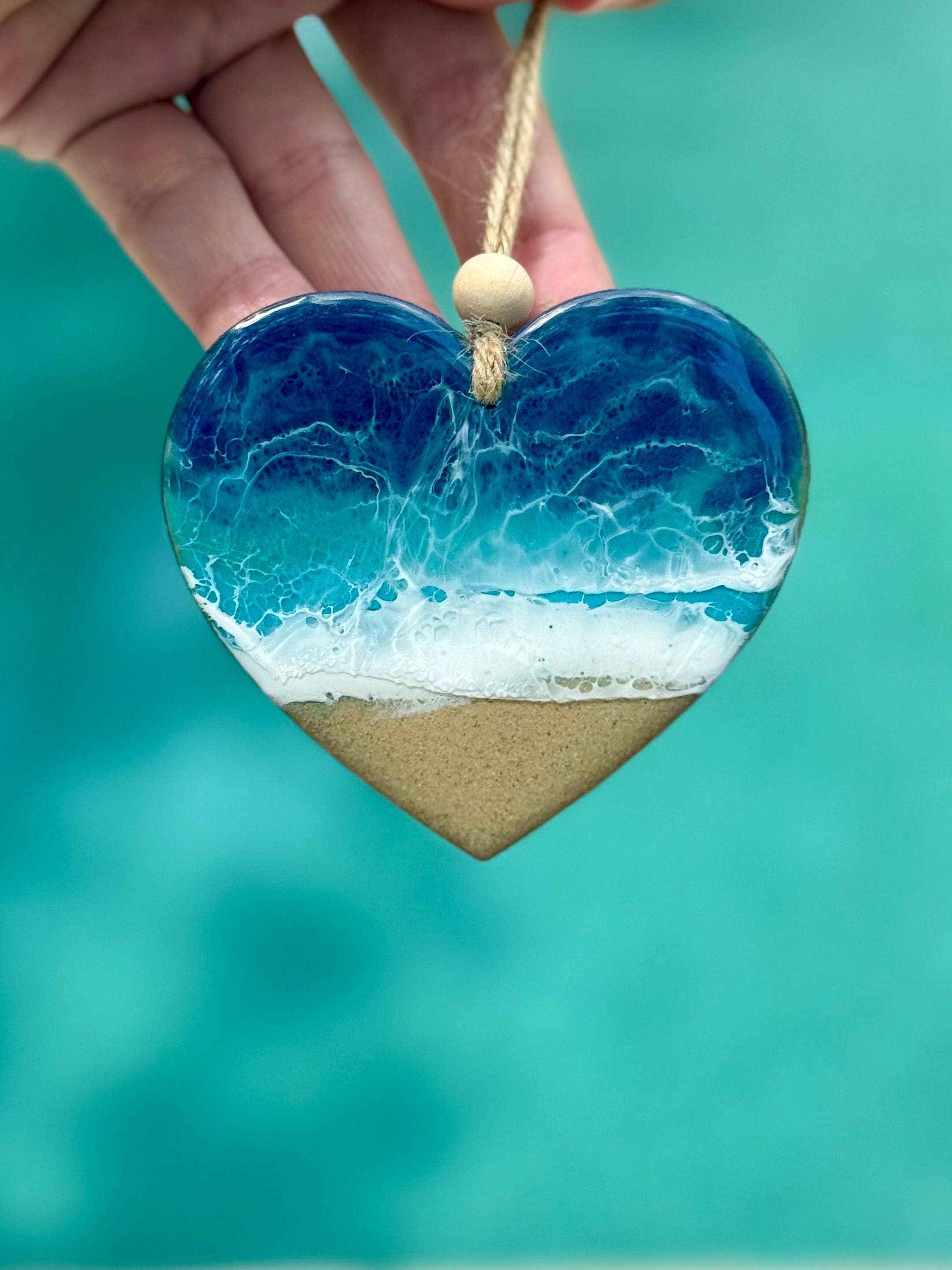 Artful Nests - Wholesale Ornament - Ocean Resin Heart Ornament: Beach Inspired Decor - Christmas Tree Ornament Newlywed Anniversary4