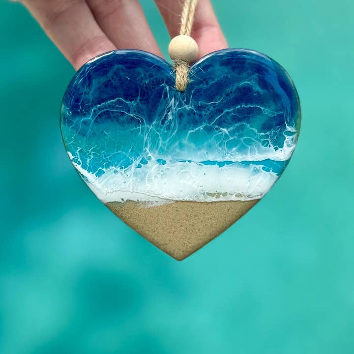 Artful Nests - Wholesale Ornament - Ocean Resin Heart Ornament: Beach Inspired Decor - Christmas Tree Ornament Newlywed Anniversary4