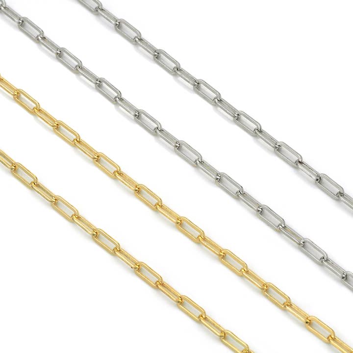 BestBeads&Beyond - Wholesale Link & Chain Necklace - Gold Silver Small link thick Paperclip Chain by Yard, sku#LS06