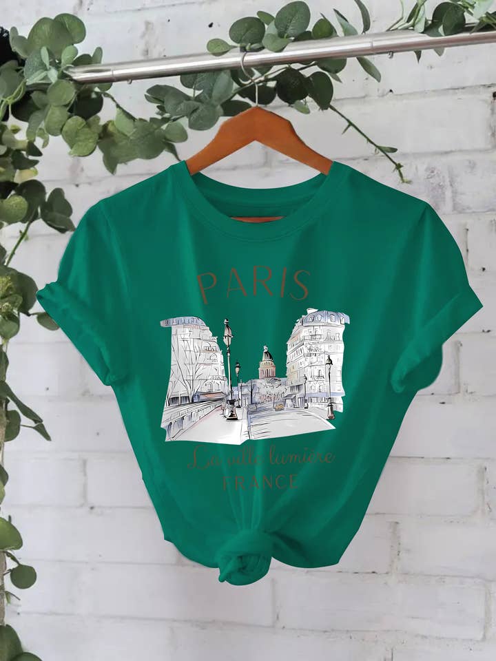 Rosa Clothing - Wholesale T-Shirt - Women's - France PARIS Champs-Elysées Graphic Short sleeve t-shirt4