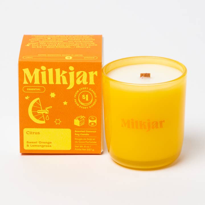 Citrus - Essential Oil Coconut Soy 8oz Candle for wholesale by Milk Jar Candle Co.