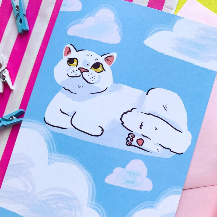 Sophie Heywood - Vendita all'ingrosso Biglietti di auguri generici - Biglietto di auguri Mochi Hovercat Cloud1