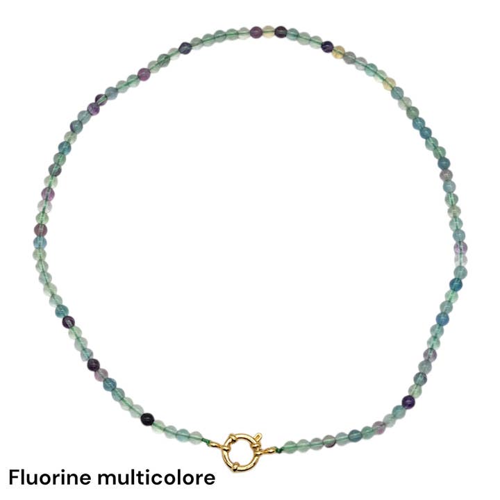 Foliesbijoux - Wholesale Beaded/Pearl Necklace - 43 cm necklace in 4 mm with gold-plated stainless steel buoy clasp (20 stones available)17