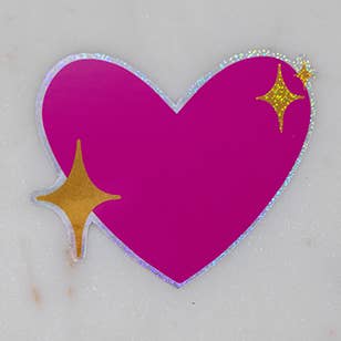 Pink Sparkling Heart Emoji Glitter Sticker for wholesale by OHVERLEE