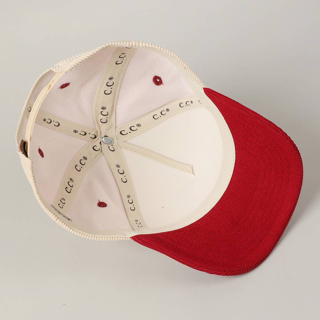 Fashion City - Wholesale Baseball Cap - Unisex - Santa's Favorite Glitter Text 5 Panel Corduroy Cap18