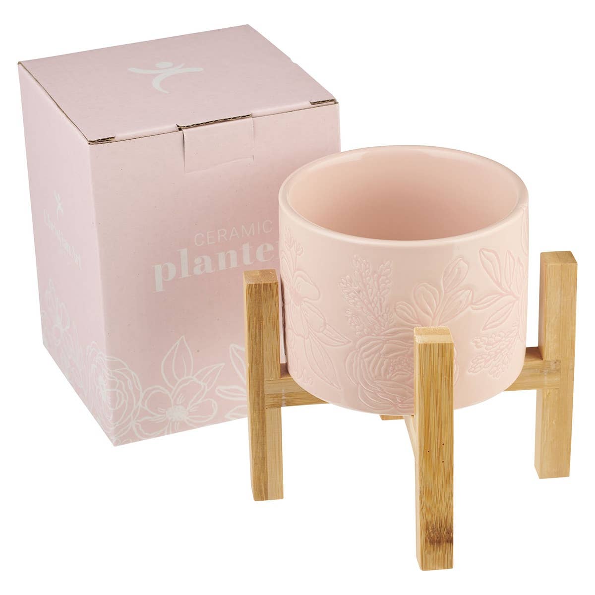 Christian Art Gifts - Vente Pot - Jardinière avec support en bois Phil. 1:6 floral rose2