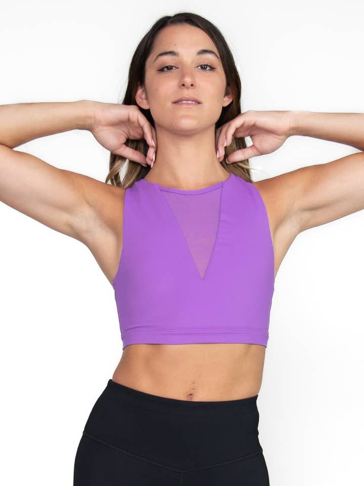 Body Wrappers – wholesale Sportöverdel – Dam – Kort V BH W/Powermesh infoga tillbaka ficka-CZJ001