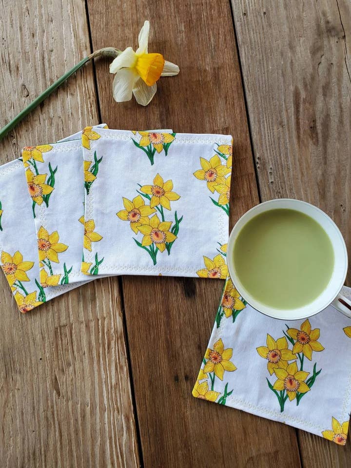 Daffodil Cocktail Napkin Set for wholesale by Maple Moon Designs
