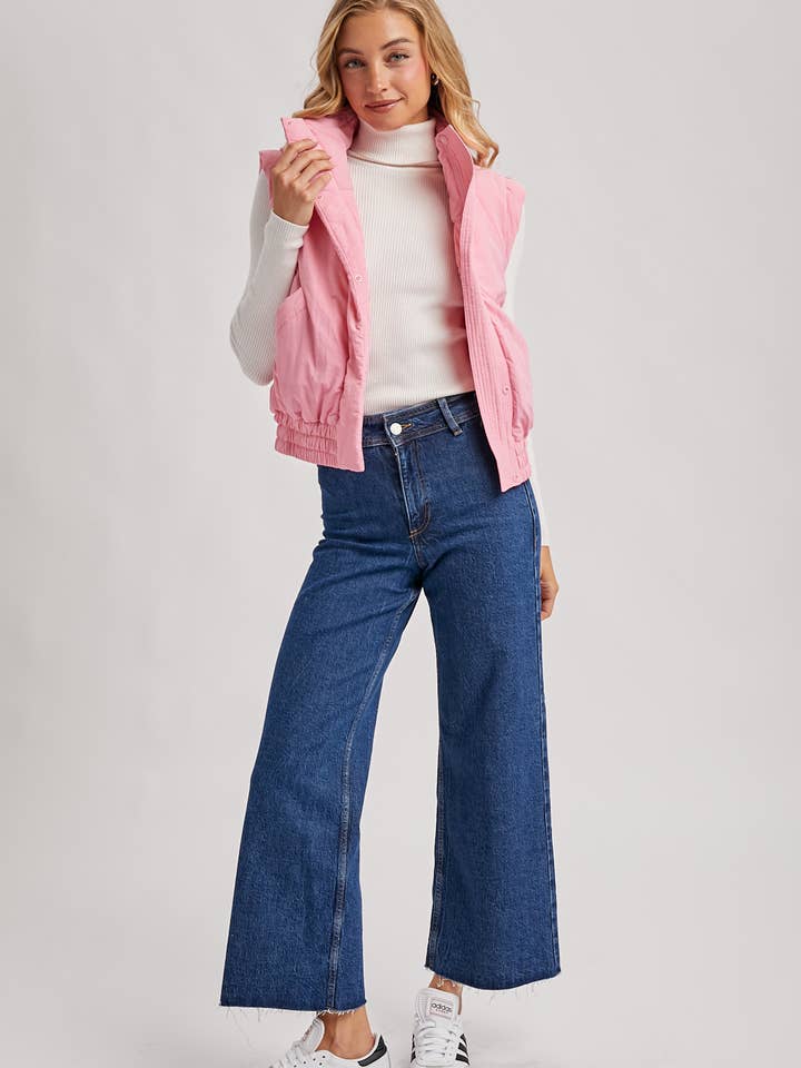 Bluivy - Wholesale Outerwear Vest - Women's - BOMBER STYLE PUFFER VEST WITH POCKETS17