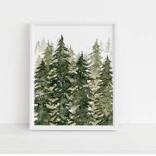 Green Trees Layered Print for wholesale by Jennie Kilcup Watercolors