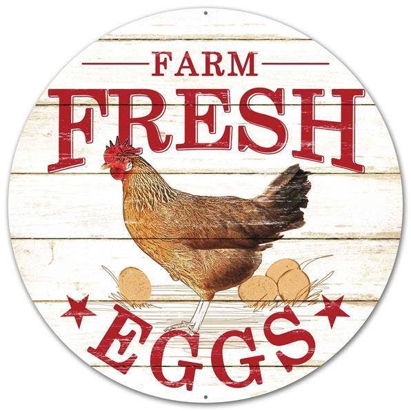 General Wholesale Inc - Wholesale Sign - 12"DIA FARM FRESH EGGS SIGN - MD0346