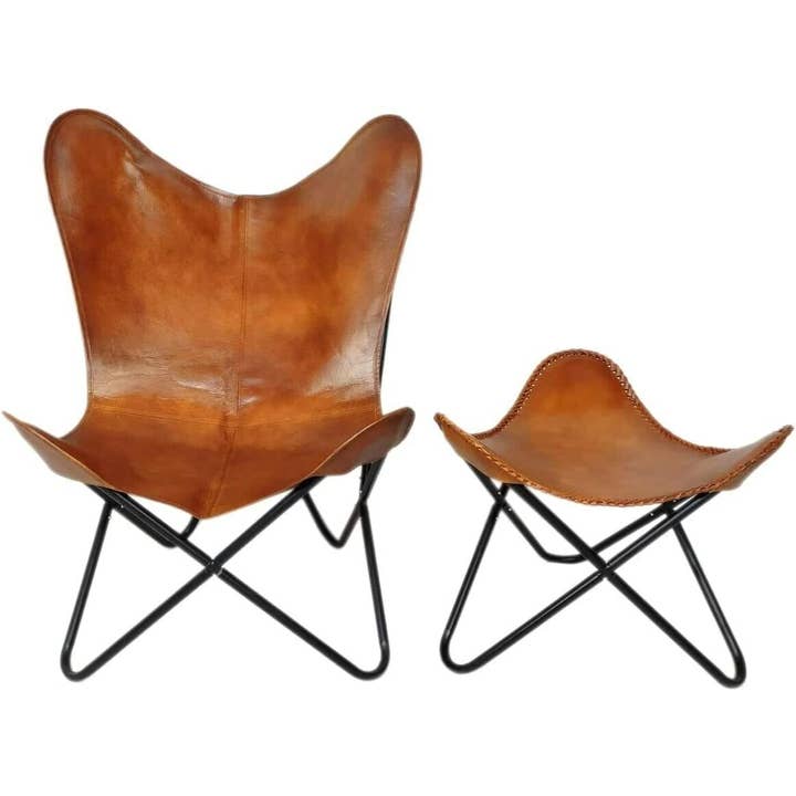 urbanhide - Wholesale Chair - Wholesale Leather Butterfly Chair With Ottoman Stool