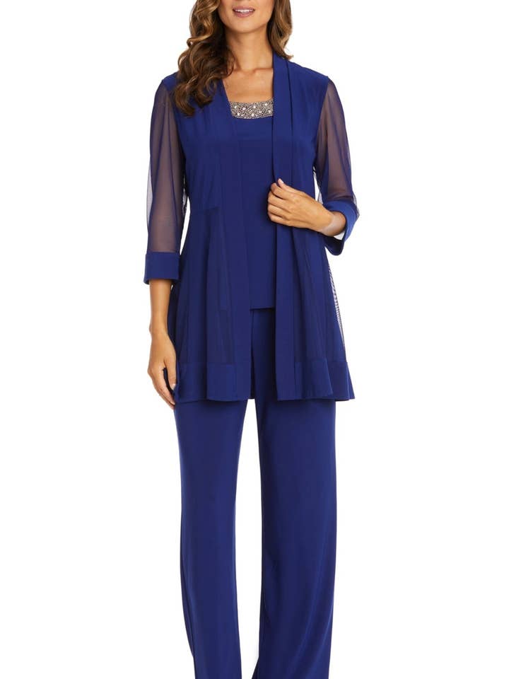 RM Richards Embellished Neck 2-Piece Pants Suit for wholesale by New Yorker's Apparel