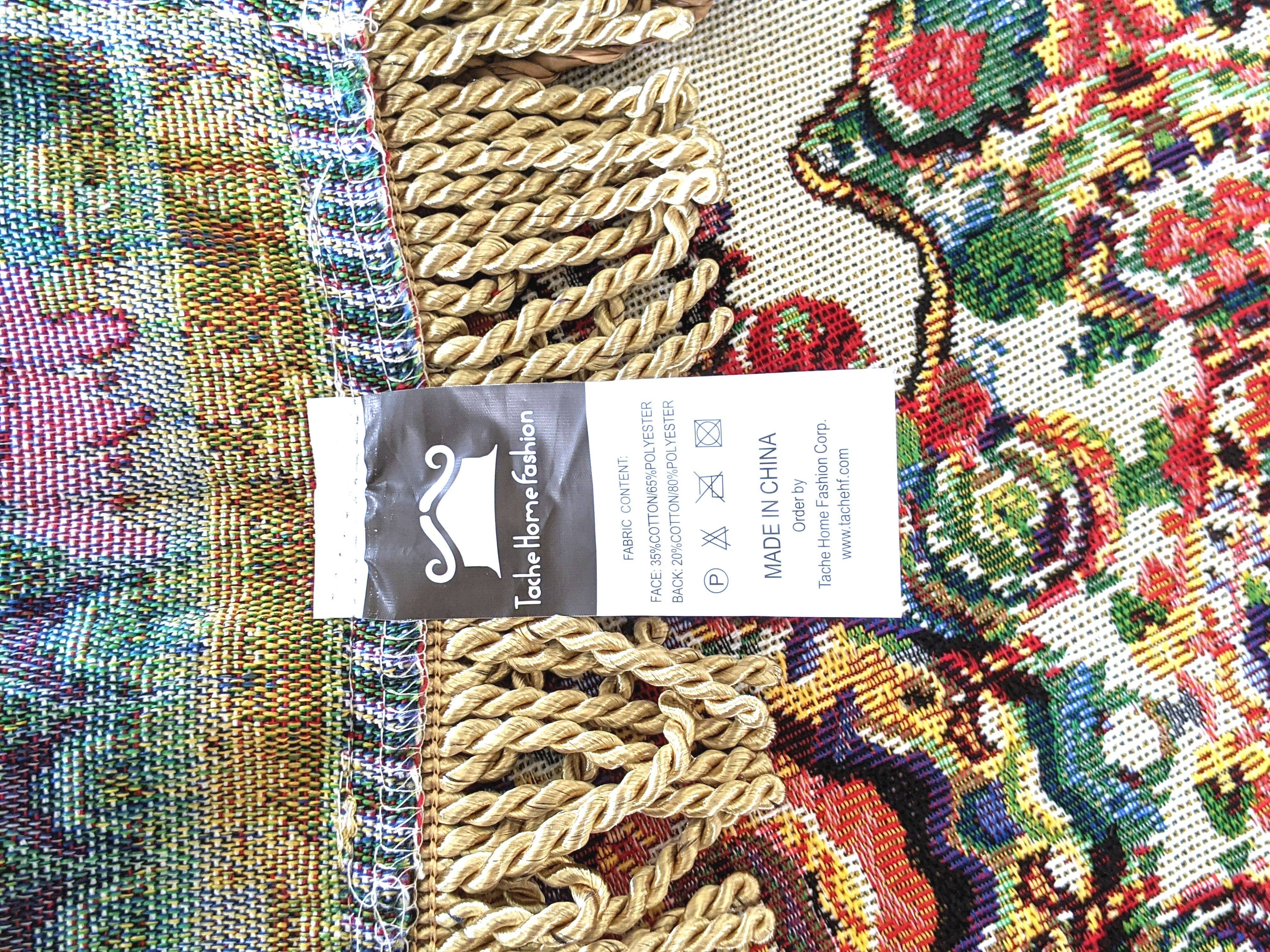 Tache Home Fashion - Wholesale Tablecloth - Tache Elegant Ivory Colorful Ornate Paisley Woven Tapestry Tablecloth (18193)10