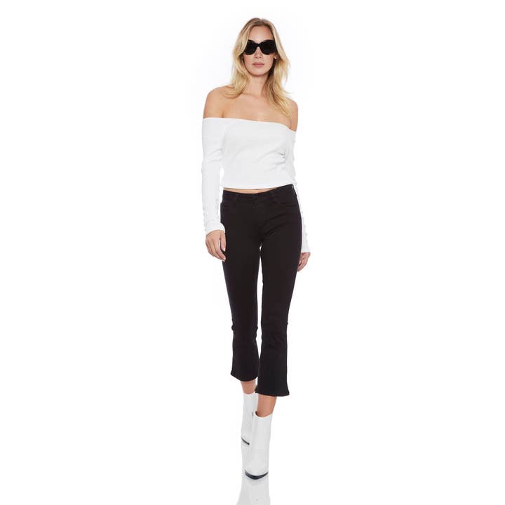 Black Crop Kick Flare Jeans for wholesale by Ashley Mason