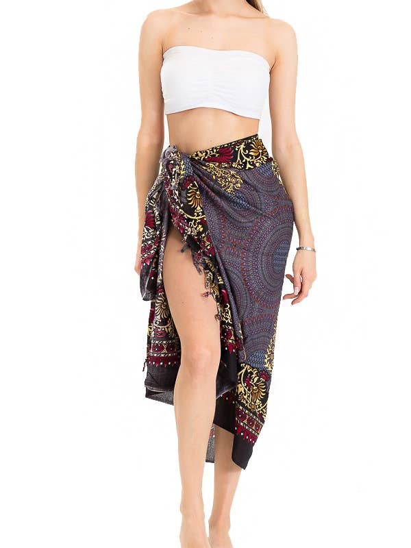 Cap Zone - Wholesale Swim cover-up – Women’s - Mandala Cotton Beach Sarong Block Print6