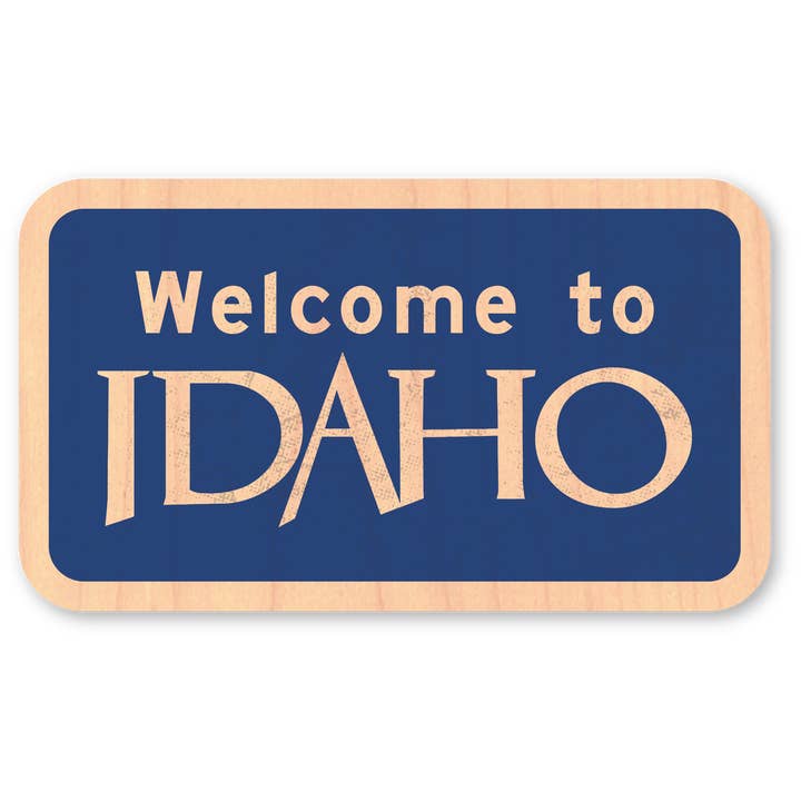 Mini autocollant en bois - panneau « Bienvenue dans l'Idaho » pour la vente par Morris Magnets