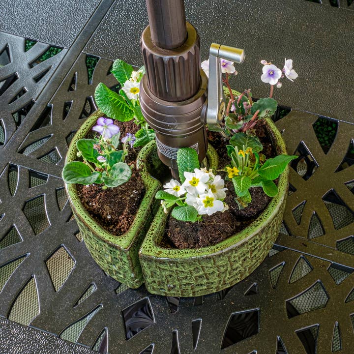 Alfresco Home - Wholesale Patio Umbrella - Cobblestone Round Umbrella Planter