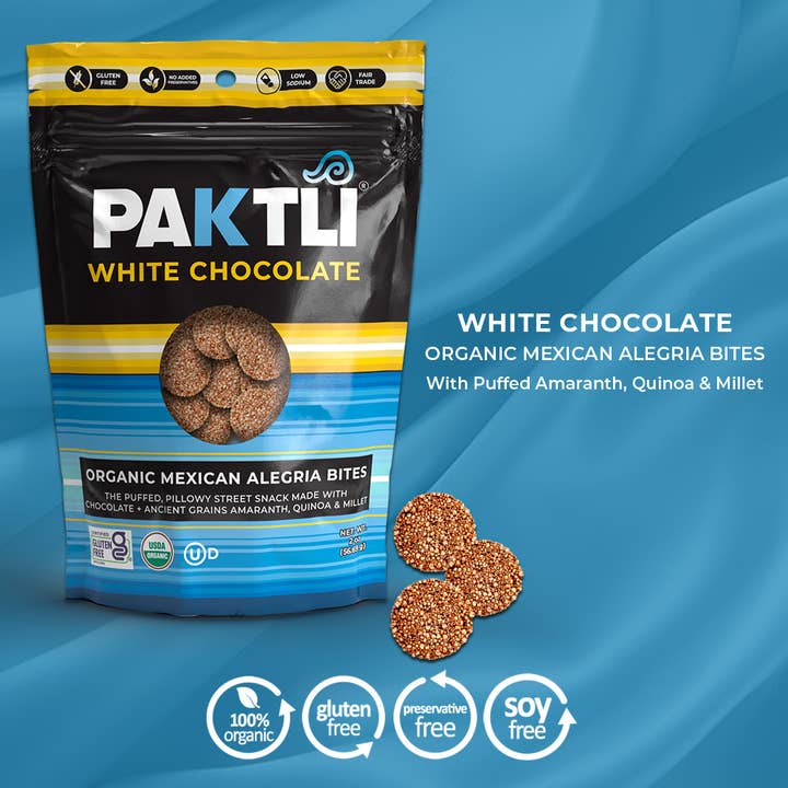 NEW White Chocolate Mexican Alegria Bites for wholesale by Paktli Foods