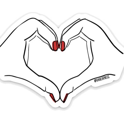 Heart Hands - Vinyl Die Cut Sticker for wholesale by Dahlia Press