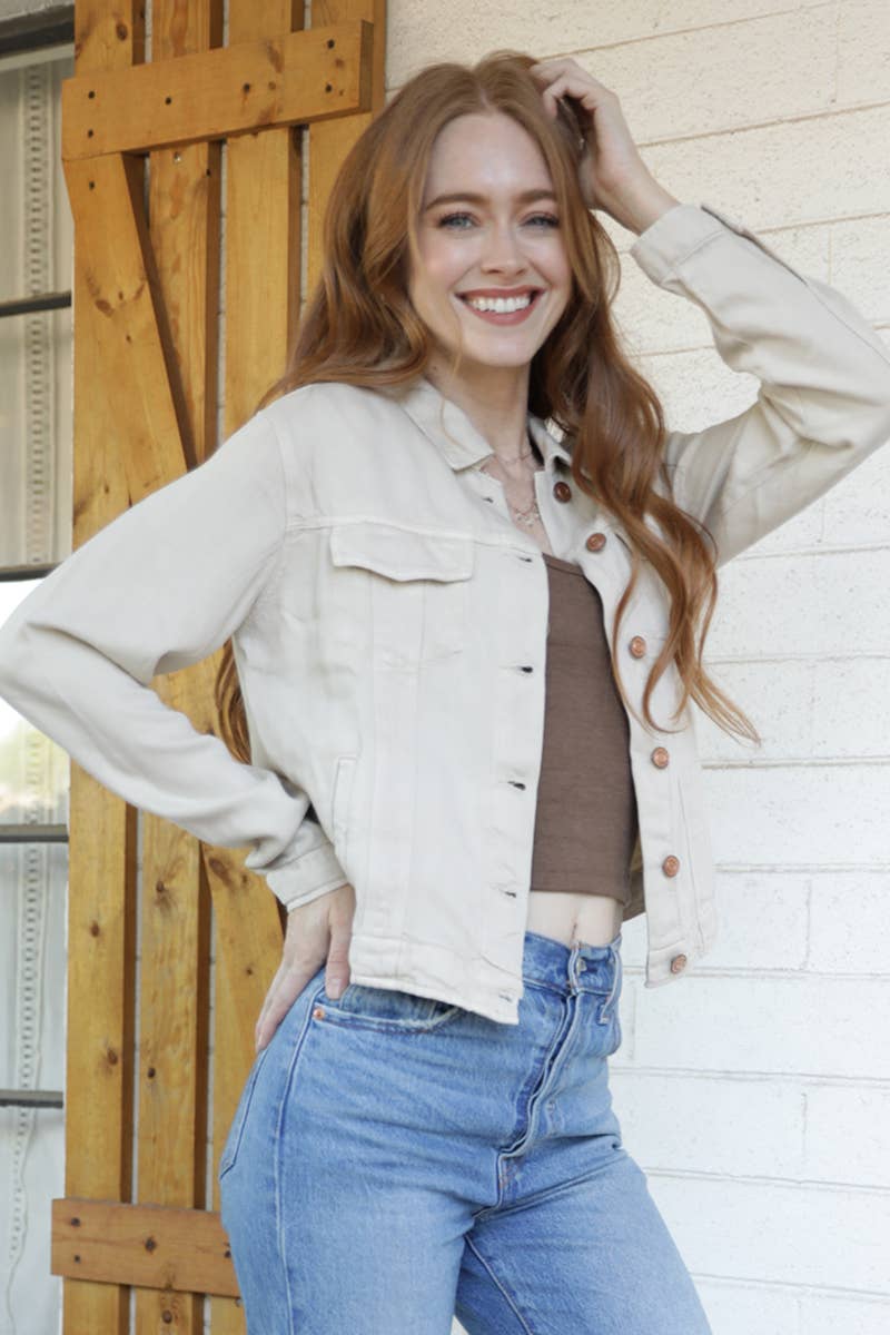 ANGIE - Wholesale Denim Jacket - Women's - SJ919-ASIS WASHED DENIM TENCEL BUTTON FRONT JACKET9