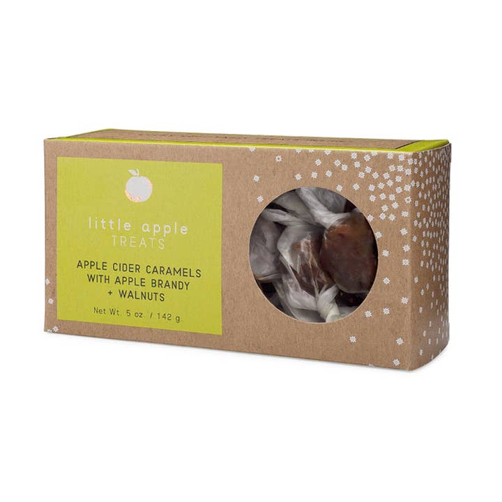 Apple Brandy + Walnuts Apple Cider Caramels Candy Gift Box for wholesale by Little Apple Treats