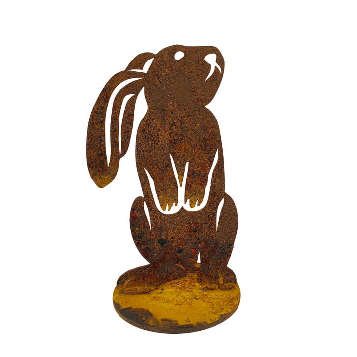 Rabbit Two Small Stand Metal Garden Art for wholesale by Overwrought