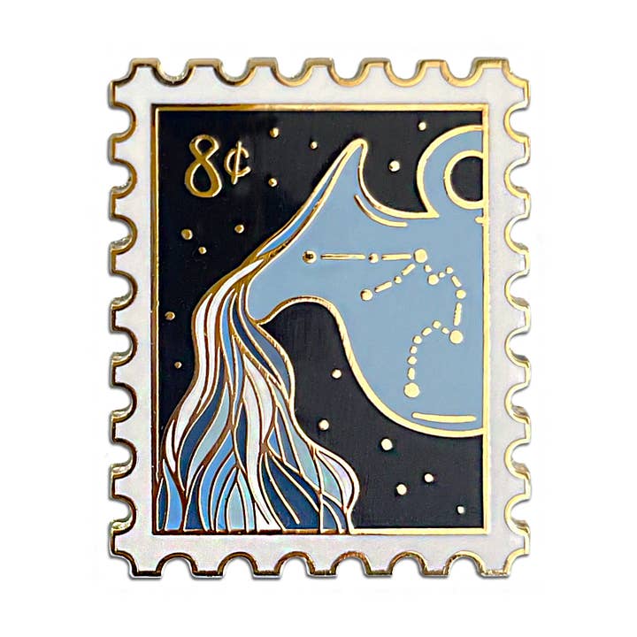 Aquarius Zodiac Enamel Pin (Gift) for wholesale by Sablewood Paper Company