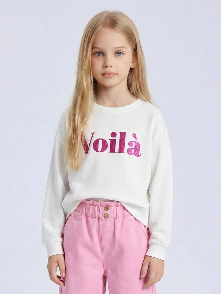 Felpa in cotone con logo glitter per ragazze per la vendita all'ingrosso da parte di MINI MIGNON PARIS