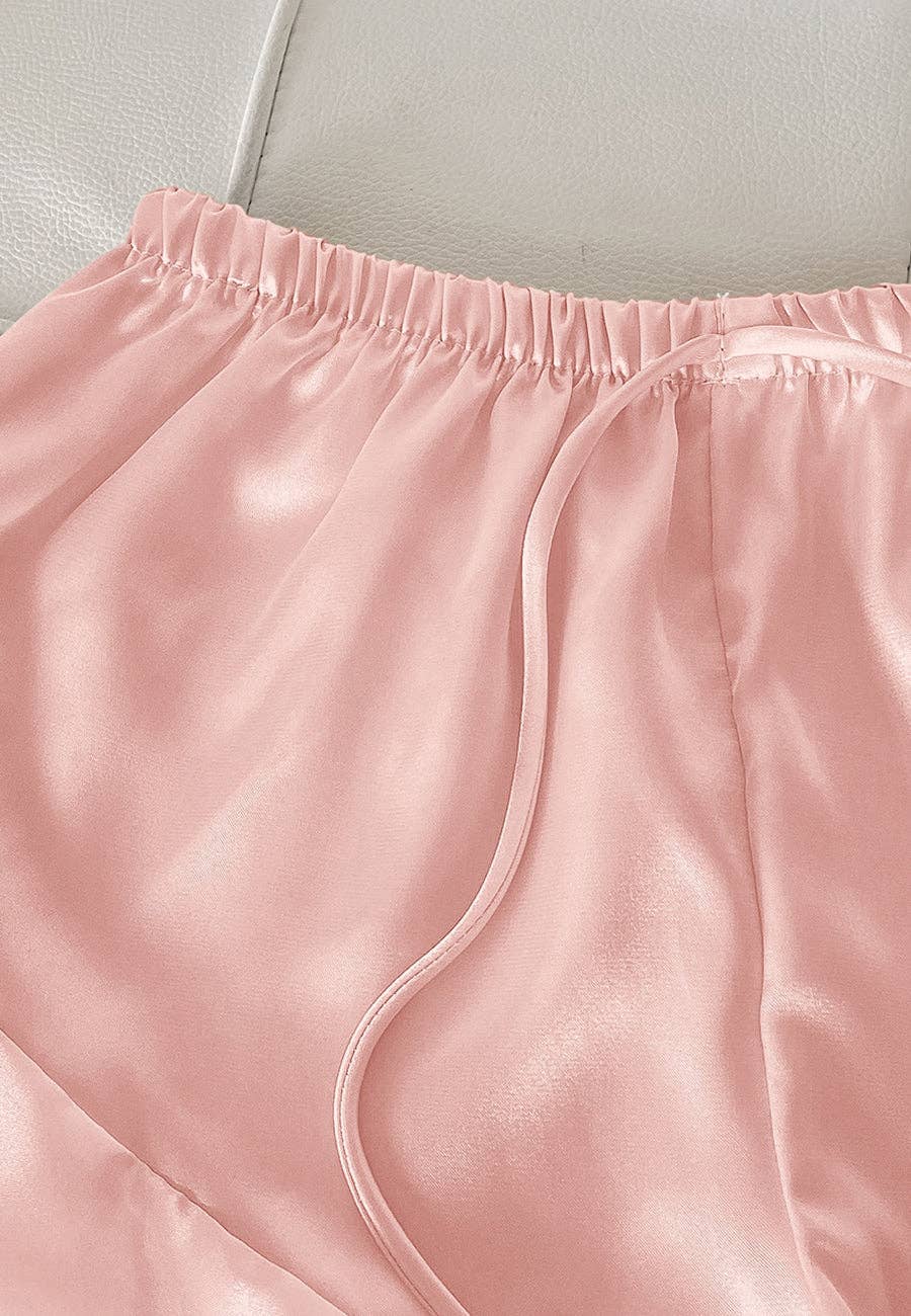 Anna Kaci Wholesale - Wholesale Lounge Set - Women's - Satin Tank and Ruffle Hem Shorts24