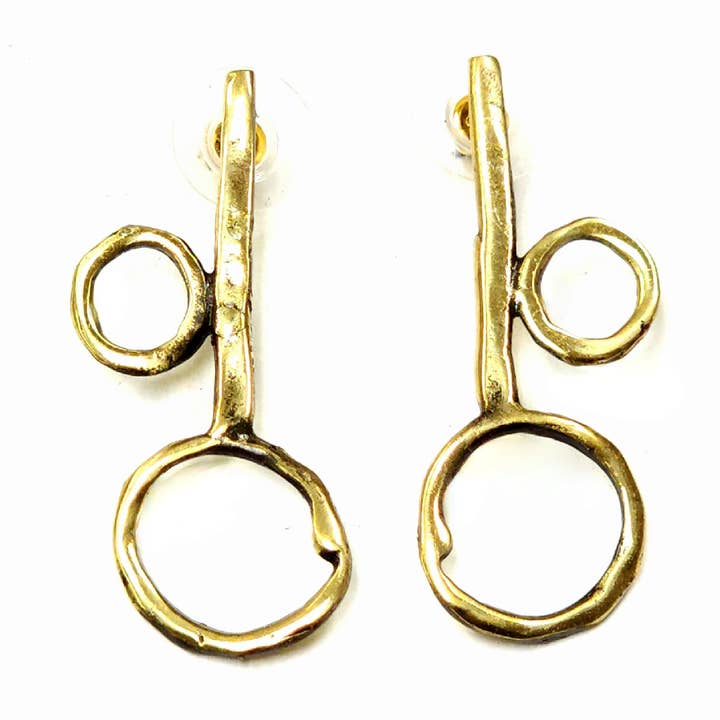 N° d'article BRN-4027 - Boucles d'oreilles artistiques en laiton fabriquées à la main pour la vente par The Ancient Bazaar Jewelry & Accessories