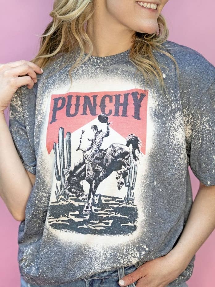 Punchy bleached western graphic tee for wholesale by 4 little hearts