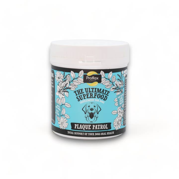 Proflax Plaque Patrol – 100 % natürliches Kräuter-Ergänzungsmittel für Hunde gegen Zahnbelag für den Großhandel von Proflax Superfood Supplements