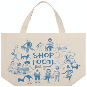Foldable Reusable Shopping Bag LOCAL FOOD - BEIGE / BLUE – Aloha Ave Store  - Made with Aloha