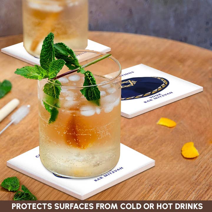 3dRose – Base de copos por atacado – 3dRose, Rapaz do Bar Mitzvah, Base para Copos2