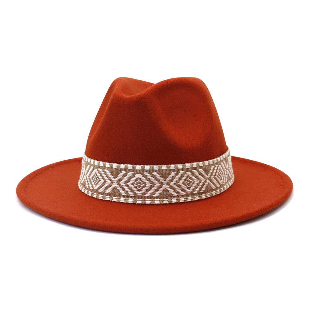 Suzie Q USA - Wholesale Fedora - Women's - Aztec Belt Retro Flat Fedora Hat5