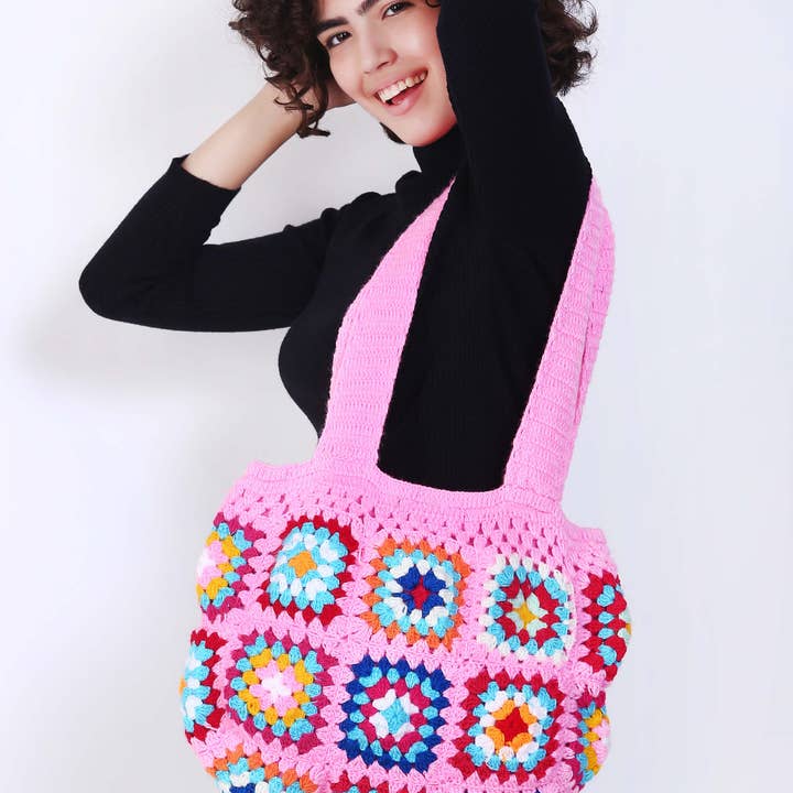 Women's Crochet Granny Square Handbag for wholesale by Miniapparels